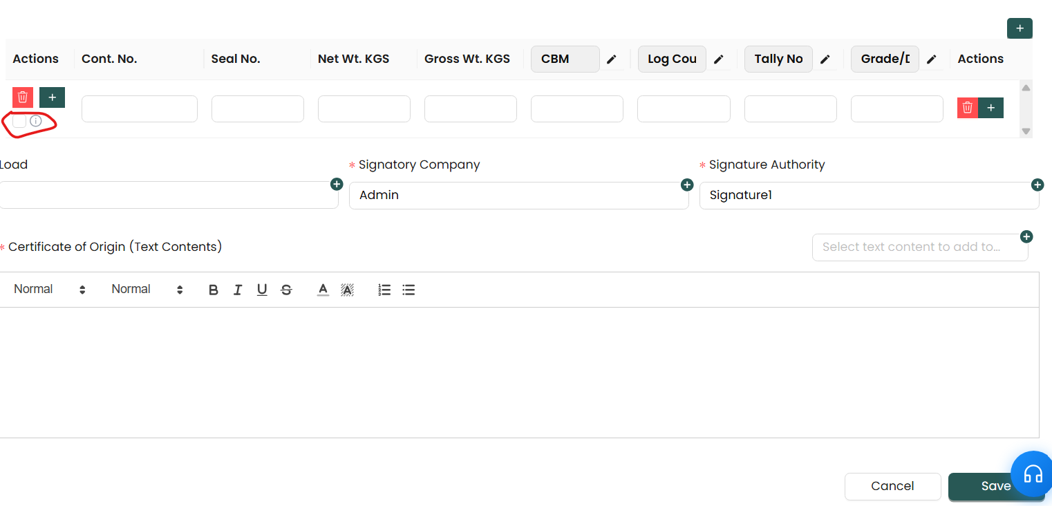 Edit Packing List Headers Right on the Document