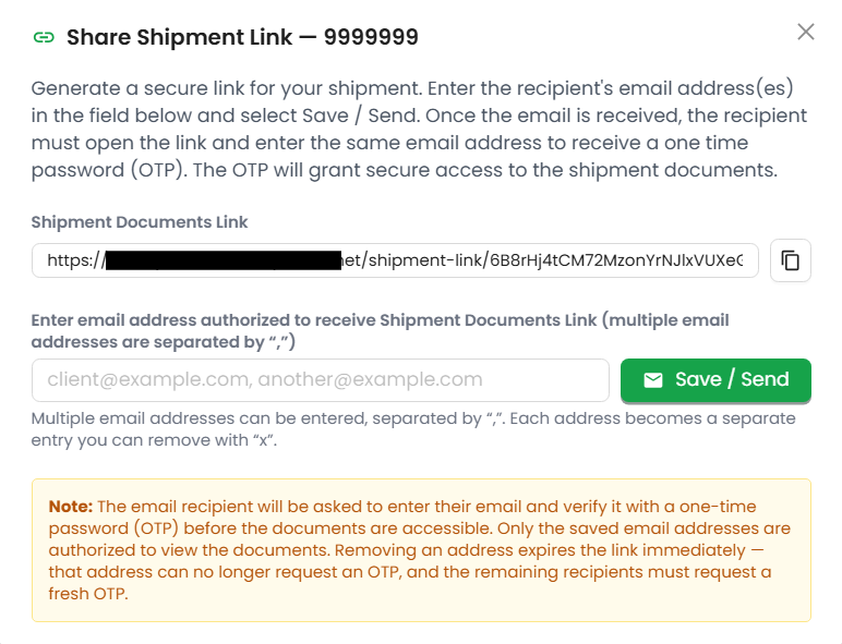 Share Documents by Secure OTP Link