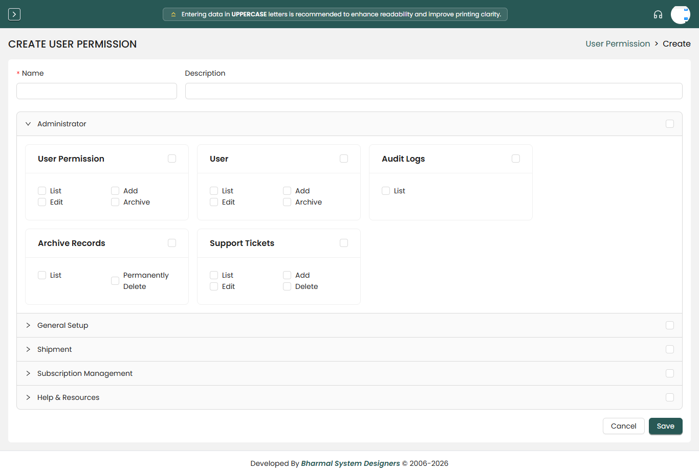 Permission Profiles, Module by Module